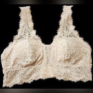 Aerie | Lace Bralette Cream Floral Lace Racerback | Women’s L